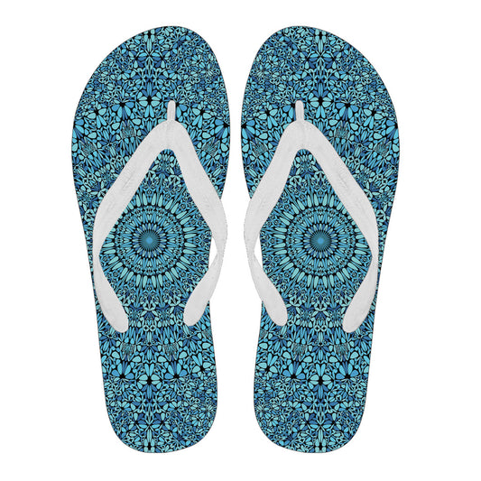 Sky Blue Mandala Women's Flip Flops / Thongs | eQench