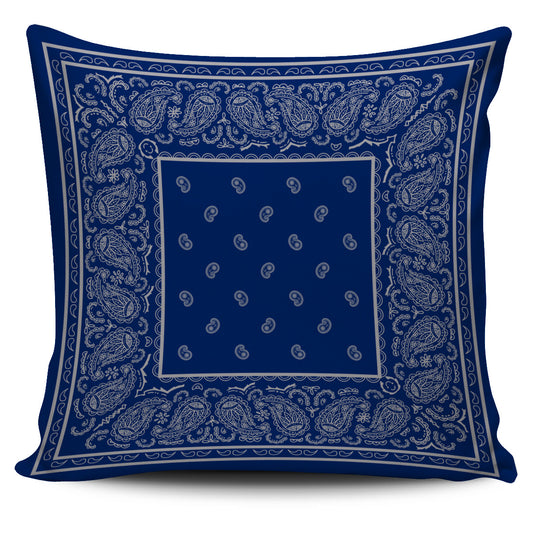 Blue and Gray Bandana Cushion Cover | eQench