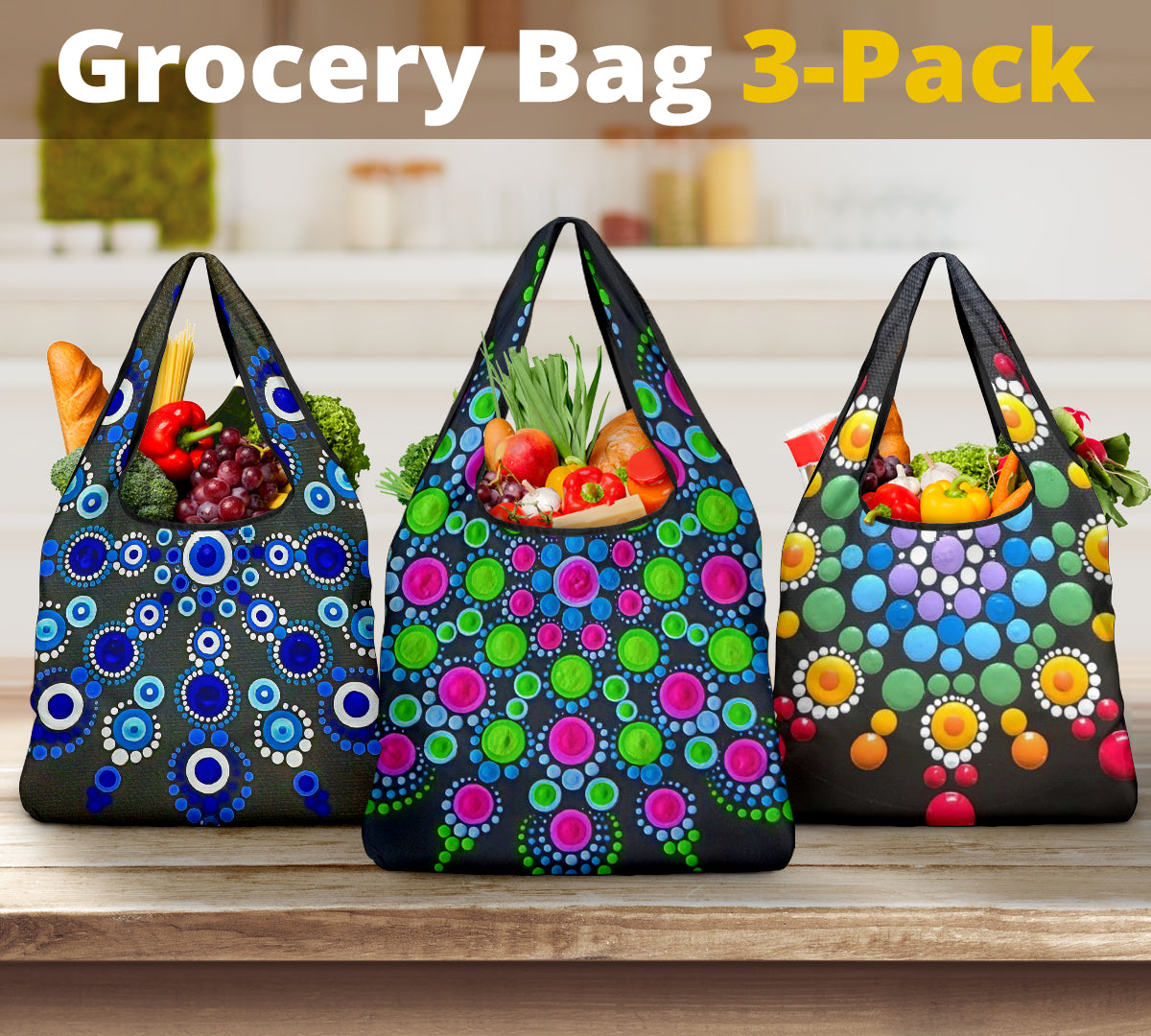 Mandala Grocery Bags Bag 3-pack | eQench