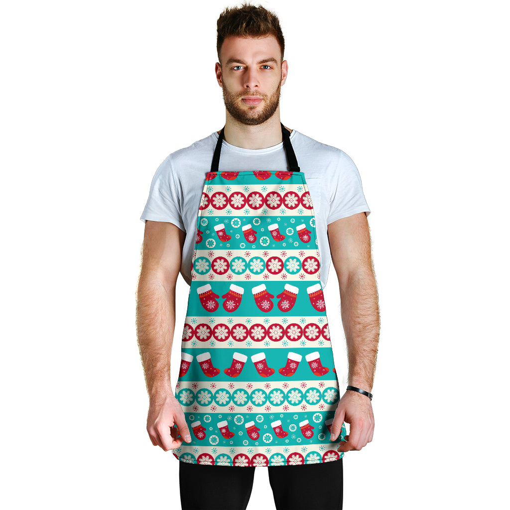 Christmas Light Blue Good Vibes Only Men's Apron | eQench