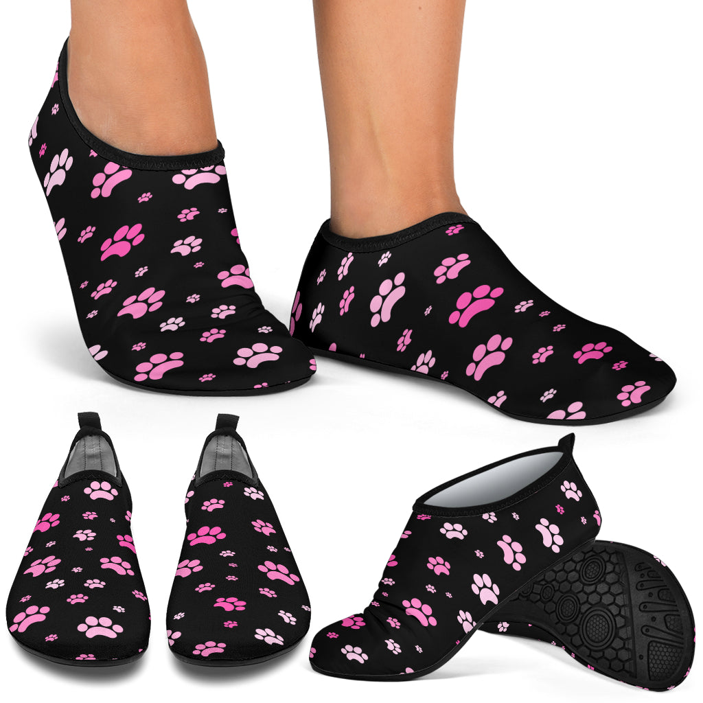 Pink Paw Print Aqua Shoes | eQench