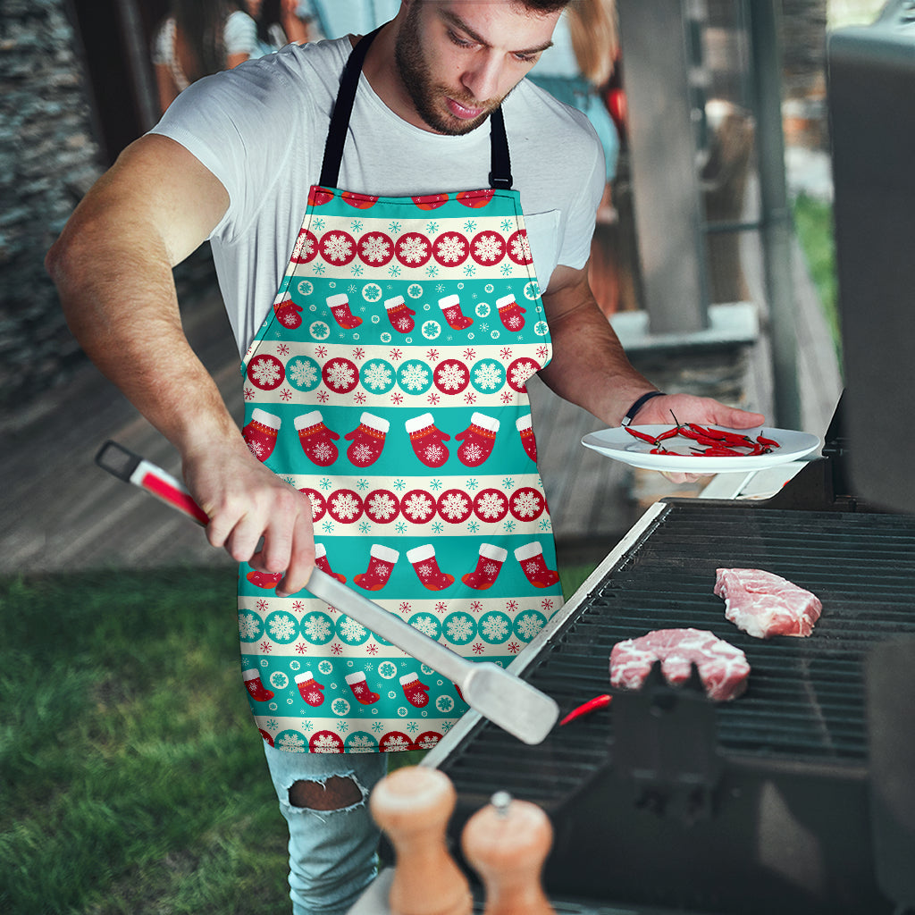 Christmas Light Blue Good Vibes Only Men's Apron | eQench