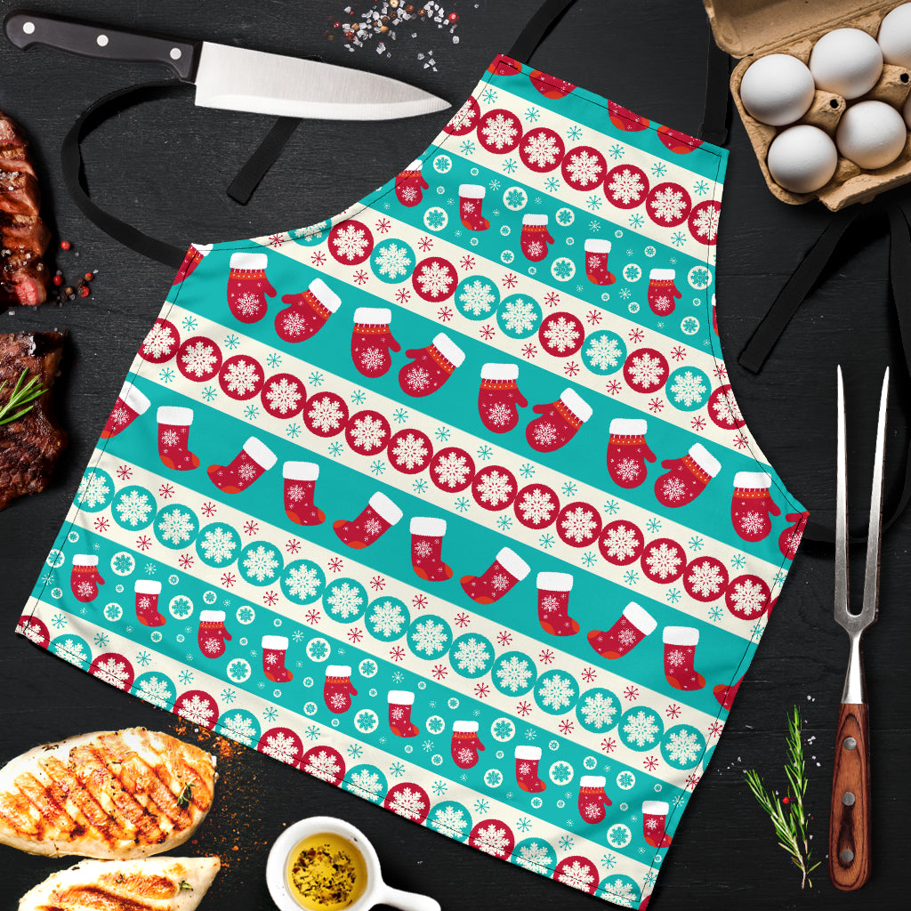 Christmas Light Blue Good Vibes Only Men's Apron | eQench