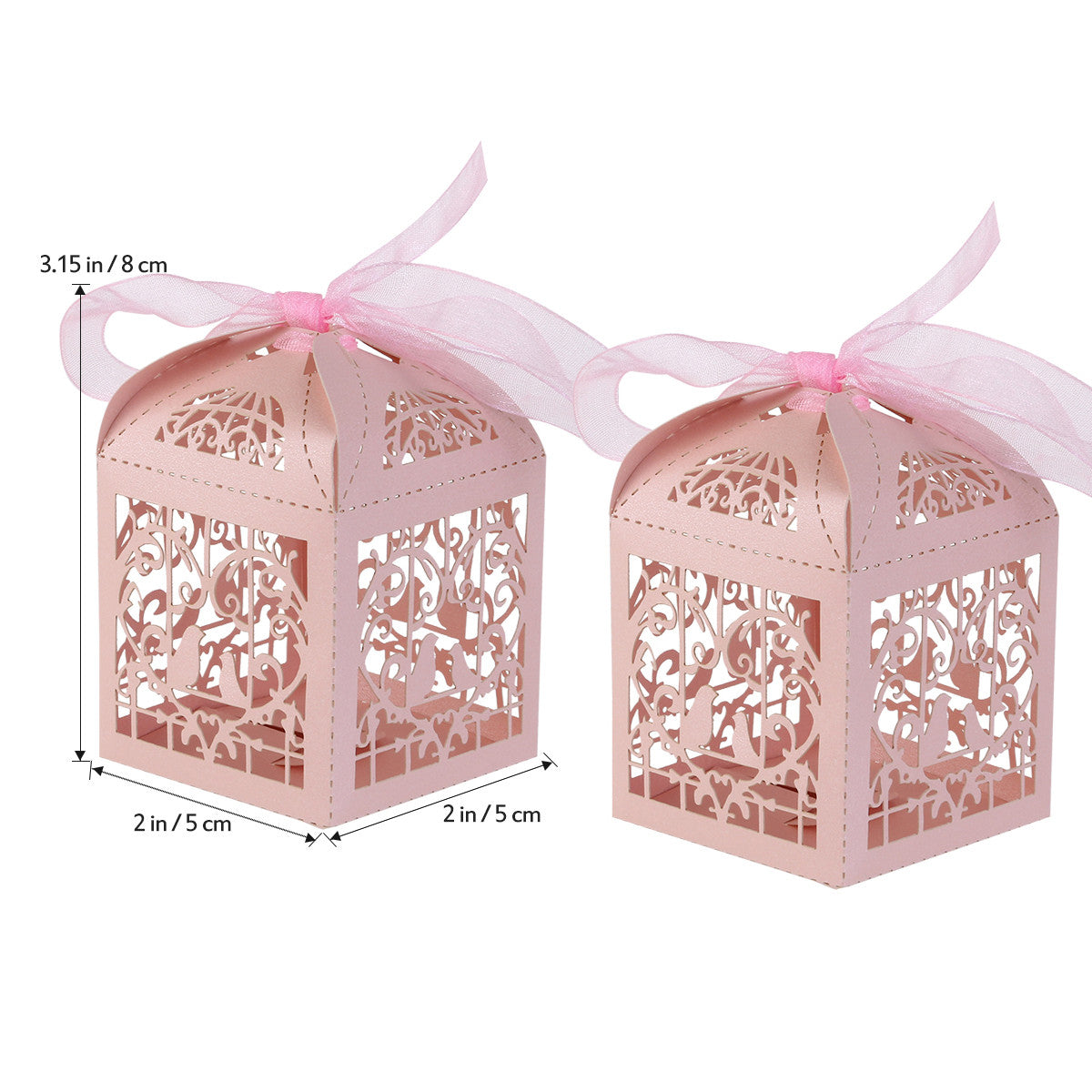 Pink Dove Bird Heart Baby Birth naming Ceremony Bomboniere Favor Lolly Gift Card Box - 10 Pack